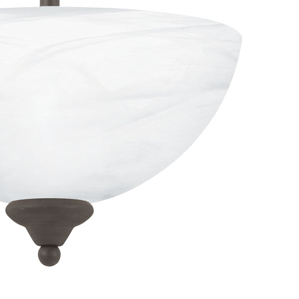 Thomas Lighting Tahoe Bowl Glass Shade Semi Flush Mount with Finial Detail for Bedroom or Hallway Bronze SL861463