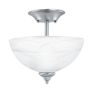 Thomas Lighting Tahoe Bowl Glass Shade Semi Flush Mount with Finial Detail for Bedroom or Hallway Nickel SL861478