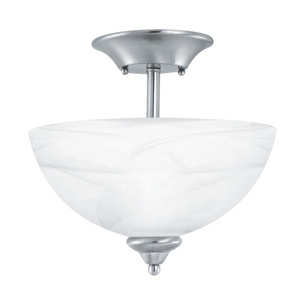 Thomas Lighting Tahoe Bowl Glass Shade Semi Flush Mount with Finial Detail for Bedroom or Hallway Nickel SL861478