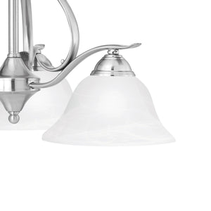 Thomas Lighting Prestige Three Light Chandelier with Alabaster Glass Shades for Dining and Entryway 26.5 inches Nickel SL863378