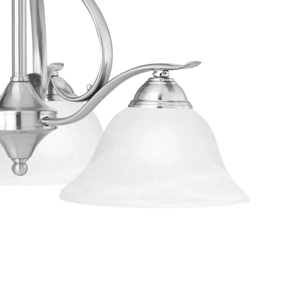 Thomas Lighting Prestige Three Light Chandelier with Alabaster Glass Shades for Dining and Entryway 26.5 inches Nickel SL863378