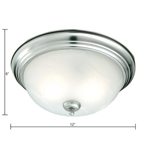 Thomas Lighting Harmony Frosted Glass Dome Flush Mount Ceiling Light for Hallway and Bedroom 12'' Wide 1-Light Silver SL869178