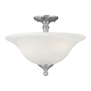 Thomas Lighting Riva Three Light Semi Flush Mount with Tulip Glass Shades and Brushed Nickel Finish SL869678