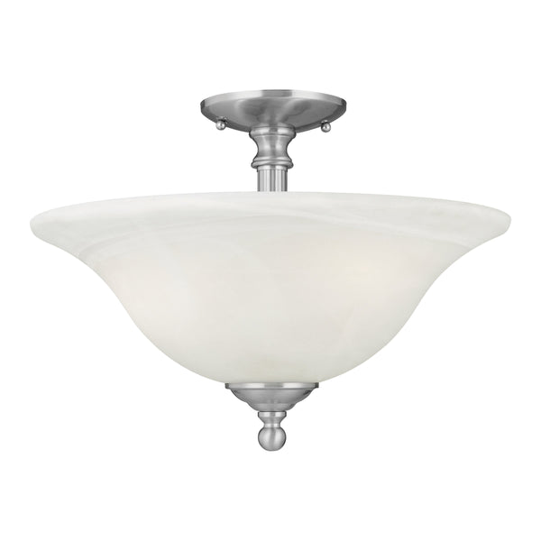 Thomas Lighting Riva Three Light Semi Flush Mount with Tulip Glass Shades and Brushed Nickel Finish SL869678