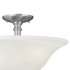 Thomas Lighting Riva Three Light Semi Flush Mount with Tulip Glass Shades and Brushed Nickel Finish SL869678