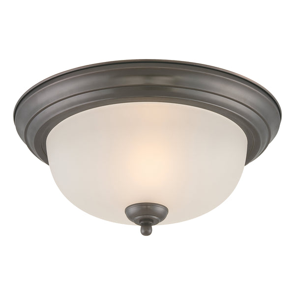 Thomas Lighting Harmony Frosted Glass Dome Flush Mount Ceiling Light for Hallway and Bedroom 12'' Wide 1-Light Bronze SL878115
