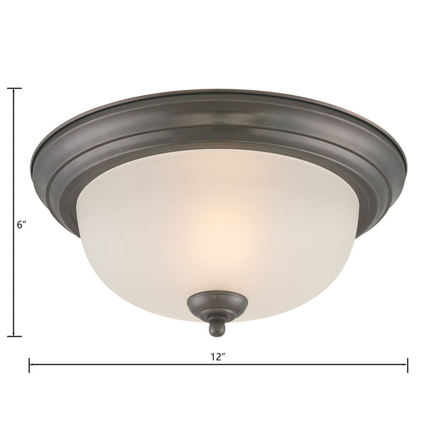 Thomas Lighting Harmony Frosted Glass Dome Flush Mount Ceiling Light for Hallway and Bedroom 12'' Wide 1-Light Bronze SL878115