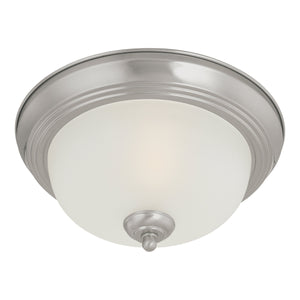 Thomas Lighting Harmony Frosted Glass Dome Flush Mount Ceiling Light for Hallway and Bedroom 12'' Wide 1-Light Nickel SL878178
