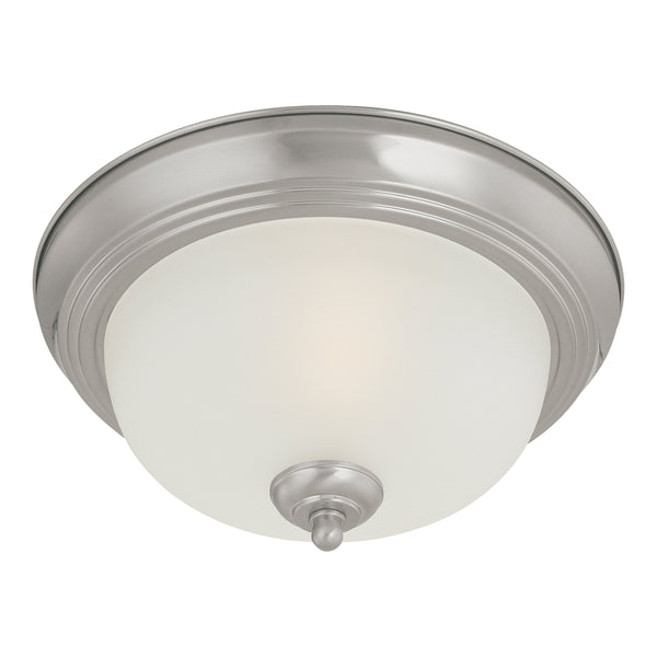 Thomas Lighting Harmony Frosted Glass Dome Flush Mount Ceiling Light for Hallway and Bedroom 12'' Wide 1-Light Nickel SL878178