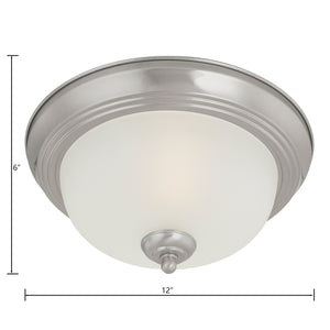 Thomas Lighting Harmony Frosted Glass Dome Flush Mount Ceiling Light for Hallway and Bedroom 12'' Wide 1-Light Nickel SL878178