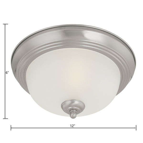Thomas Lighting Harmony Frosted Glass Dome Flush Mount Ceiling Light for Hallway and Bedroom 12'' Wide 1-Light Nickel SL878178