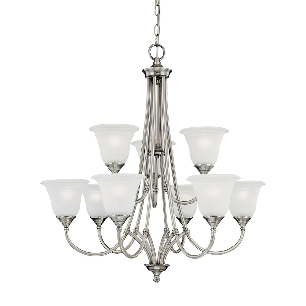 Thomas Lighting Harmony Three Light Chandelier Frosted Glass Domes Metal Frame Dining Room Fixture 31 inches SL880241