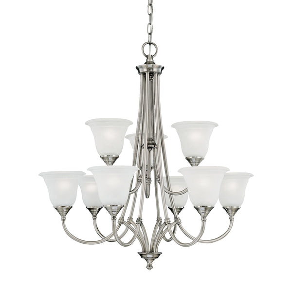 Thomas Lighting Harmony Three Light Chandelier Frosted Glass Domes Metal Frame Dining Room Fixture 31 inches SL880241