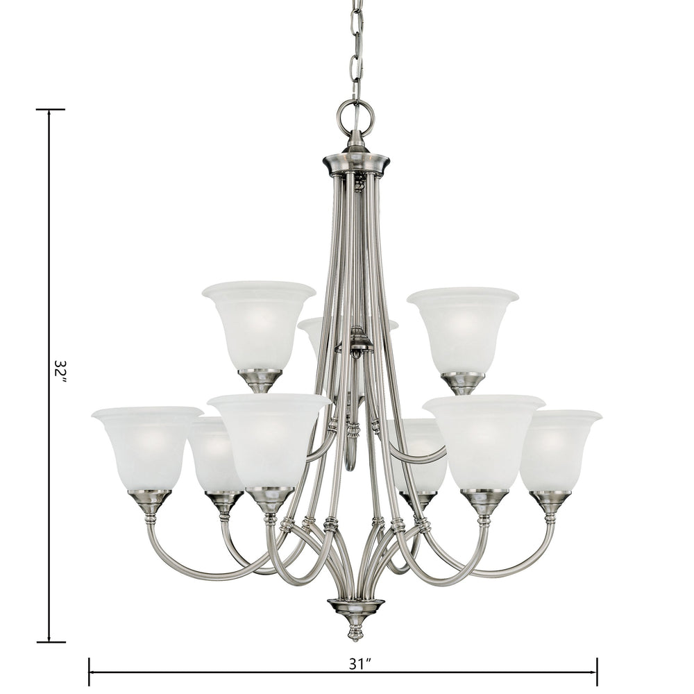 Thomas Lighting Harmony Three Light Chandelier Frosted Glass Domes Metal Frame Dining Room Fixture 31 inches SL880241