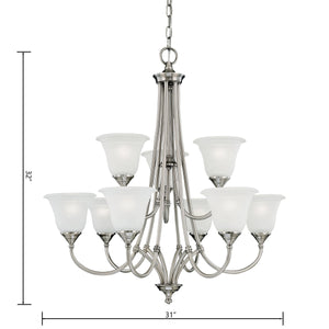 Thomas Lighting Harmony Three Light Chandelier Frosted Glass Domes Metal Frame Dining Room Fixture 31 inches SL880241