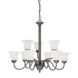 Thomas Lighting Riva Nine Light Bronze Chandelier with Tulip Glass Shades for Formal Dining Rooms SL881363