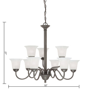 Thomas Lighting Riva Nine Light Bronze Chandelier with Tulip Glass Shades for Formal Dining Rooms SL881363