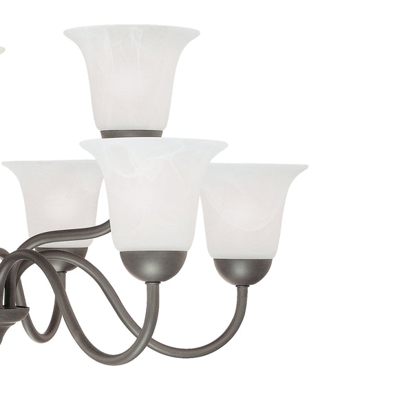 Thomas Lighting Riva Nine Light Bronze Chandelier with Tulip Glass Shades for Formal Dining Rooms SL881363