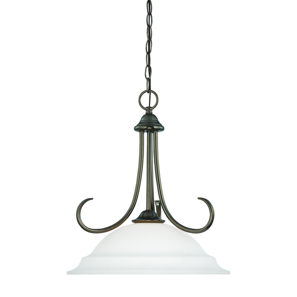 Thomas Lighting Bella Tulip Glass Pendant Light Brushed Metal Frame Transitional Ceiling Fixture Bronze 16 inches SL891615