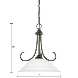 Thomas Lighting Bella Tulip Glass Pendant Light Brushed Metal Frame Transitional Ceiling Fixture Bronze 16 inches SL891615