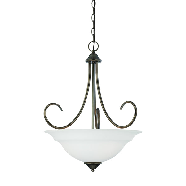 Thomas Lighting Bella Tulip Glass Pendant Light Brushed Metal Frame Transitional Ceiling Fixture Bronze 20 inches SL891715