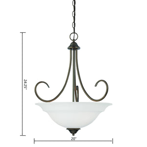 Thomas Lighting Bella Tulip Glass Pendant Light Brushed Metal Frame Transitional Ceiling Fixture Bronze 20 inches SL891715