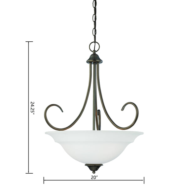 Thomas Lighting Bella Tulip Glass Pendant Light Brushed Metal Frame Transitional Ceiling Fixture Bronze 20 inches SL891715