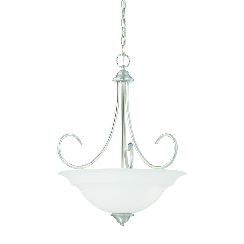 Thomas Lighting Bella Tulip Glass Pendant Light Brushed Metal Frame Transitional Ceiling Fixture Nickel 20 inches SL891778