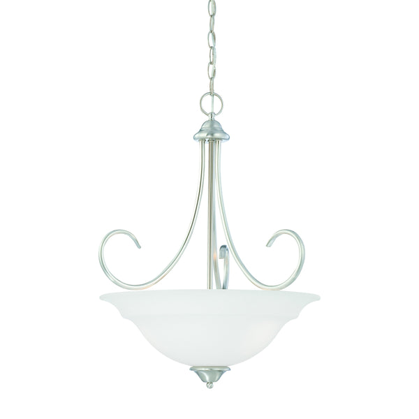 Thomas Lighting Bella Tulip Glass Pendant Light Brushed Metal Frame Transitional Ceiling Fixture Nickel 20 inches SL891778