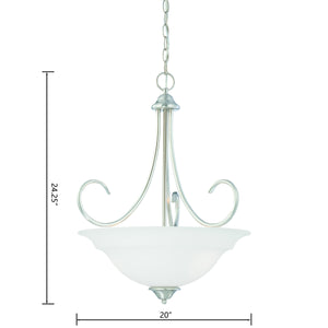 Thomas Lighting Bella Tulip Glass Pendant Light Brushed Metal Frame Transitional Ceiling Fixture Nickel 20 inches SL891778