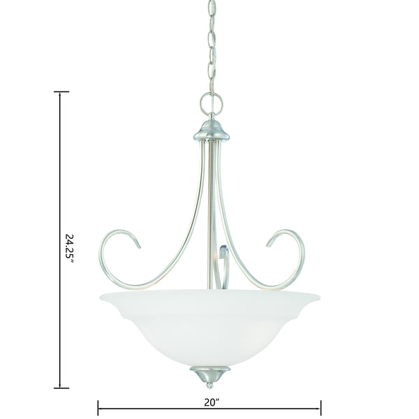 Thomas Lighting Bella Tulip Glass Pendant Light Brushed Metal Frame Transitional Ceiling Fixture Nickel 20 inches SL891778