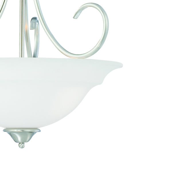 Thomas Lighting Bella Tulip Glass Pendant Light Brushed Metal Frame Transitional Ceiling Fixture Nickel 20 inches SL891778