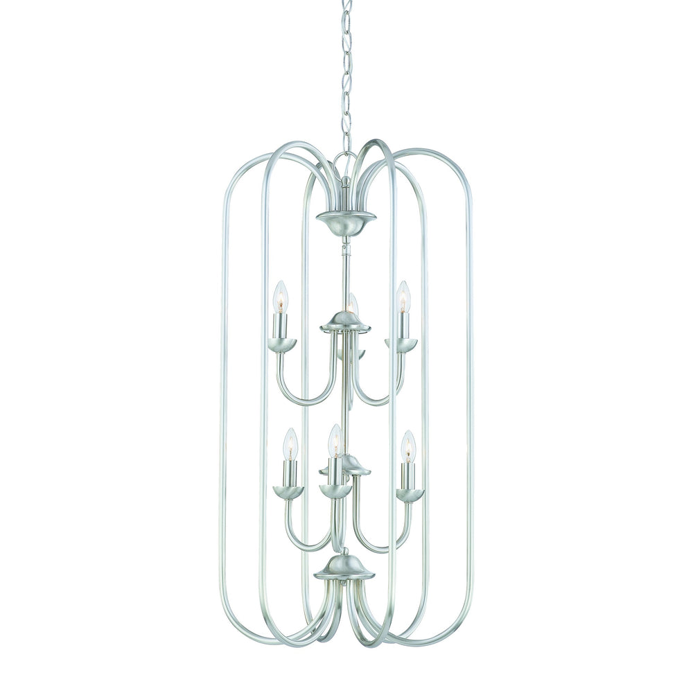 Thomas Lighting Bella Six Light Chandelier Brushed Nickel Tulip Glass Shades Dining Room Fixture SL891878