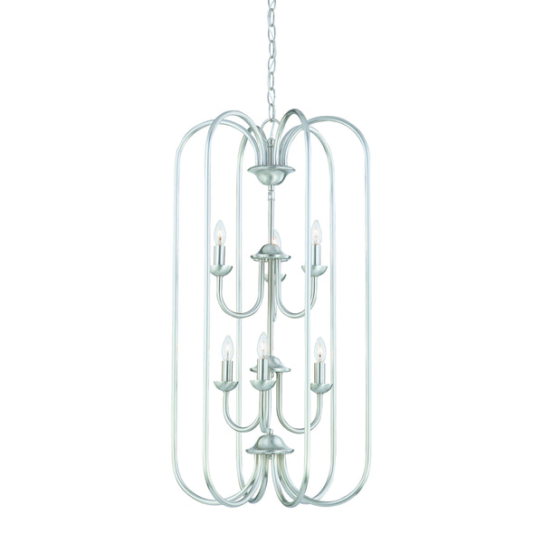 Thomas Lighting Bella Six Light Chandelier Brushed Nickel Tulip Glass Shades Dining Room Fixture SL891878