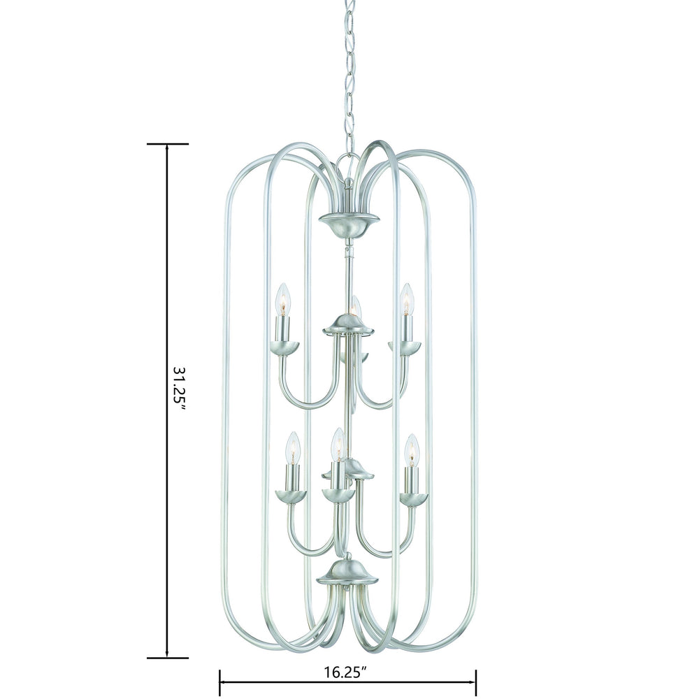 Thomas Lighting Bella Six Light Chandelier Brushed Nickel Tulip Glass Shades Dining Room Fixture SL891878