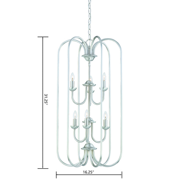 Thomas Lighting Bella Six Light Chandelier Brushed Nickel Tulip Glass Shades Dining Room Fixture SL891878