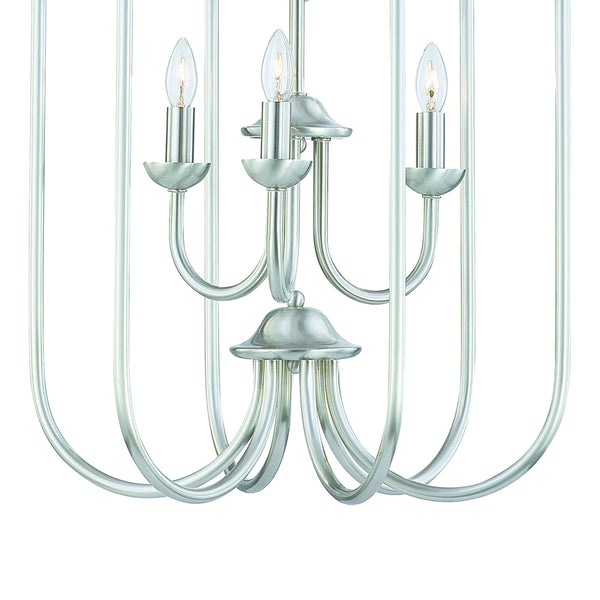 Thomas Lighting Bella Six Light Chandelier Brushed Nickel Tulip Glass Shades Dining Room Fixture SL891878