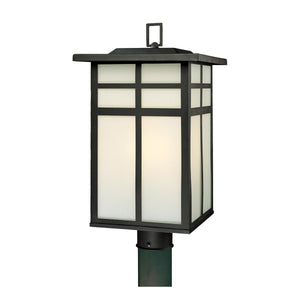 Thomas Lighting Mission Style Outdoor Post Light Three Bulb Frosted Glass Metal Cage Pathway Fixture SL90067
