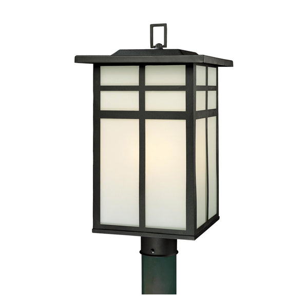 Thomas Lighting Mission Style Outdoor Post Light Three Bulb Frosted Glass Metal Cage Pathway Fixture SL90067
