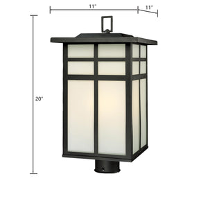 Thomas Lighting Mission Style Outdoor Post Light Three Bulb Frosted Glass Metal Cage Pathway Fixture SL90067