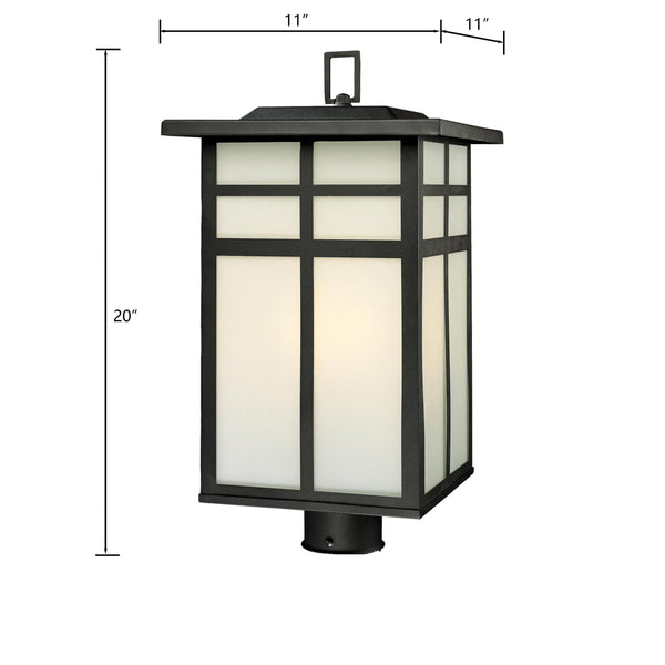 Thomas Lighting Mission Style Outdoor Post Light Three Bulb Frosted Glass Metal Cage Pathway Fixture SL90067