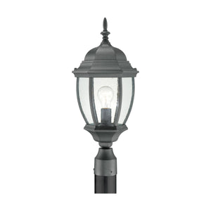 Thomas Lighting Covington Traditional Outdoor Post Light Seeded Glass Lantern Wet Rated Black Metal SL90107