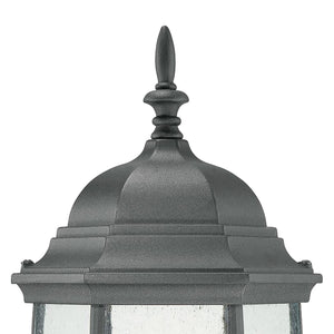 Thomas Lighting Covington Traditional Outdoor Post Light Seeded Glass Lantern Wet Rated Black Metal SL90107