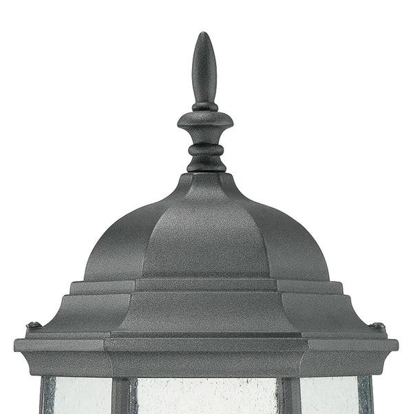 Thomas Lighting Covington Traditional Outdoor Post Light Seeded Glass Lantern Wet Rated Black Metal SL90107