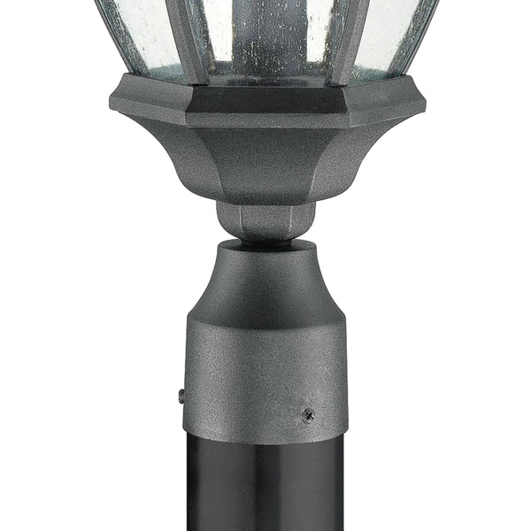 Thomas Lighting Covington Traditional Outdoor Post Light Seeded Glass Lantern Wet Rated Black Metal SL90107