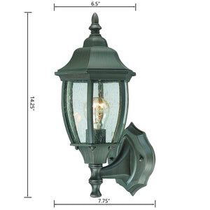 Thomas Lighting Covington Matte Metal Outdoor Wall Sconce with Seeded Glass Lantern for Entryways Bronze 14.25 inches SL922363