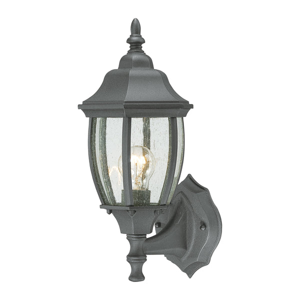Thomas Lighting Covington Matte Metal Outdoor Wall Sconce with Seeded Glass Lantern for Entryways Black 14.25 inches SL92237