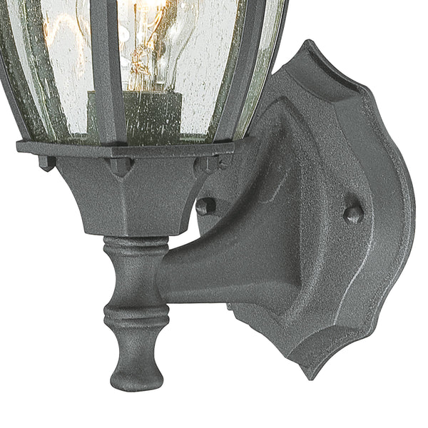 Thomas Lighting Covington Matte Metal Outdoor Wall Sconce with Seeded Glass Lantern for Entryways Black 14.25 inches SL92237