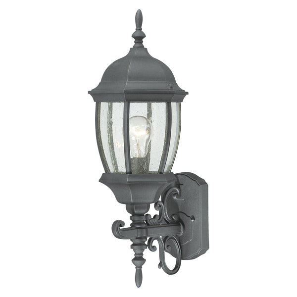 Thomas Lighting Covington Matte Metal Outdoor Wall Sconce with Seeded Glass Lantern for Entryways Black 21.5 inches SL92257