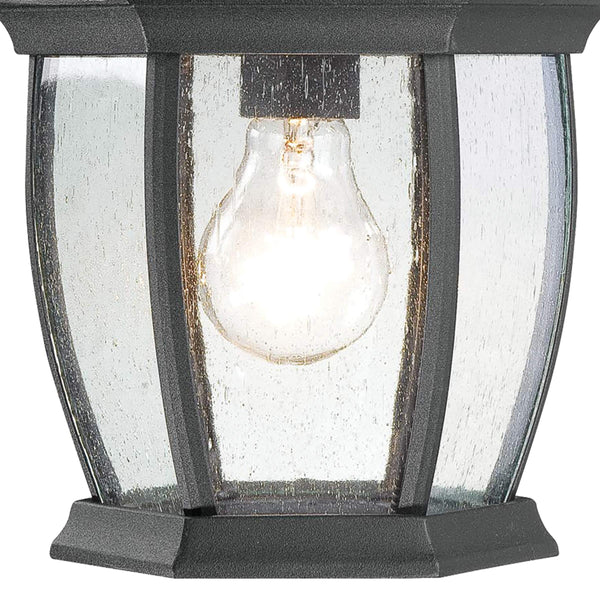 Thomas Lighting Covington Matte Metal Outdoor Wall Sconce with Seeded Glass Lantern for Entryways Black 16 inches SL92287